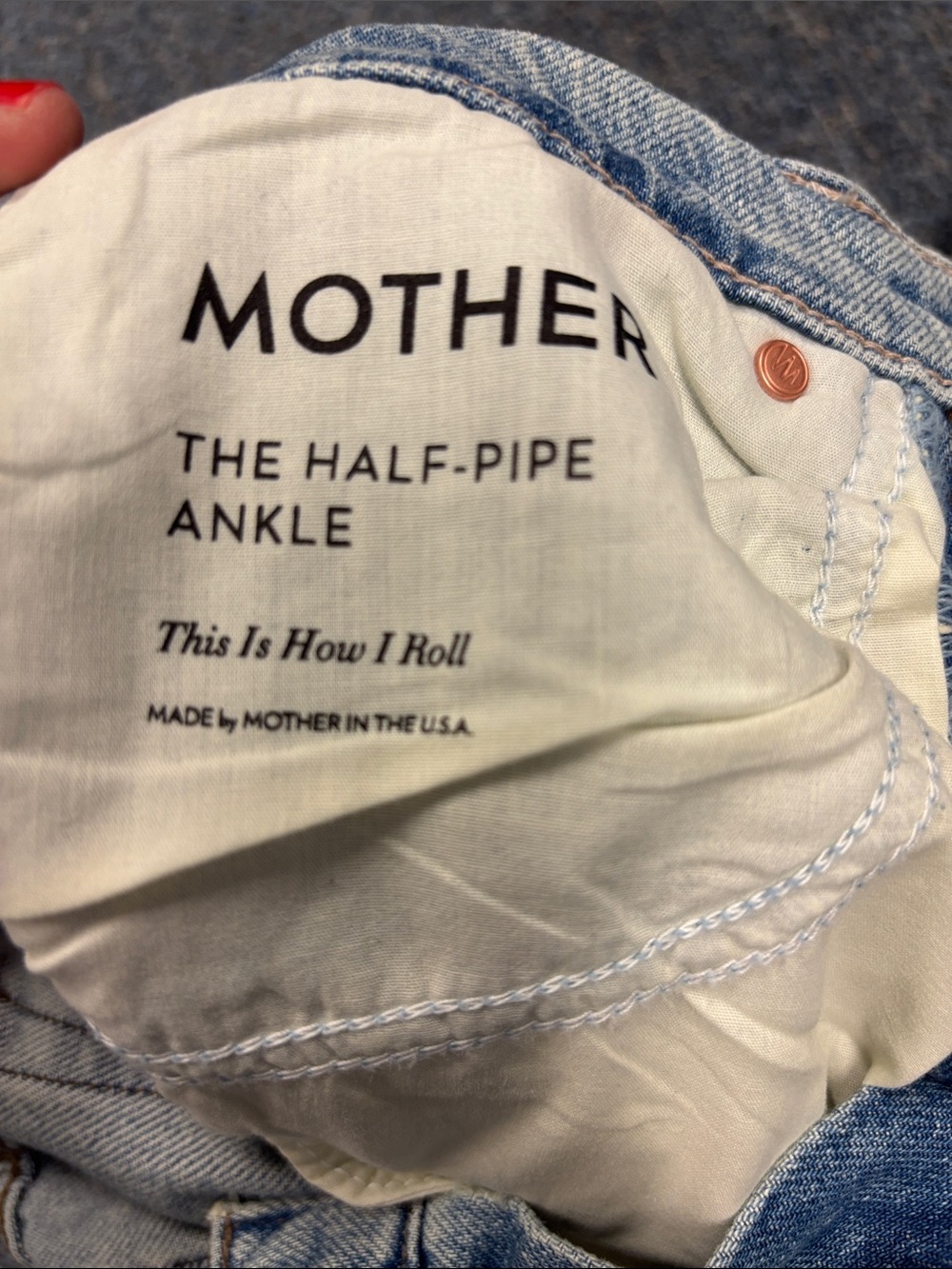 MOTHER Light Blue Half-Pipe Ankle Relaxed Jeans W/O Tag - Picture 9 of 10